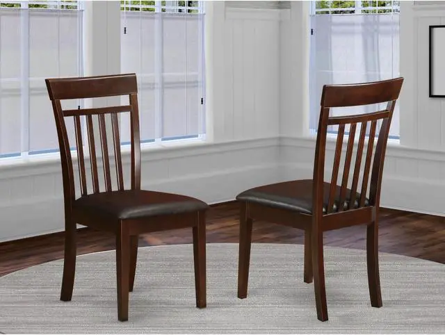 Alt view image 2 of 5 - Set of 2 Chairs CAC-MAH-LC Capri slat back Chair for dining room with Leather Upholstered Seat