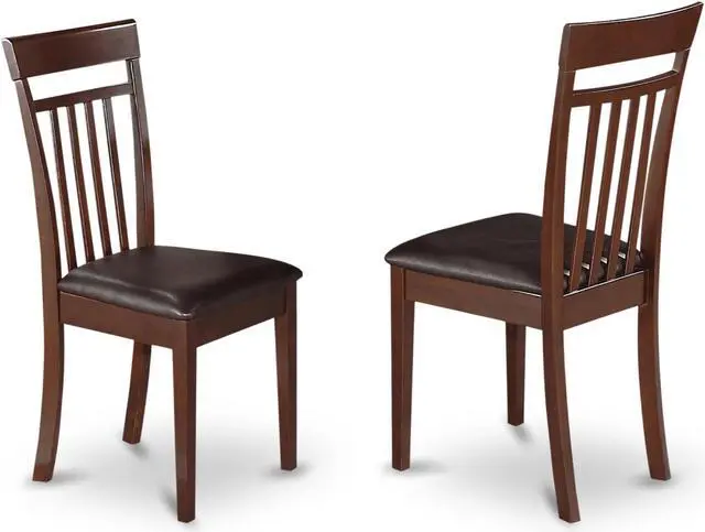 Main image of Set of 2 Chairs CAC-MAH-LC Capri slat back Chair for dining room with Leather Upholstered Seat