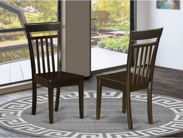 Alt view image 2 of 5 - Set of 2 Chairs CAC-CAP-W Capri slat back kitche dining Chair with wood Seat