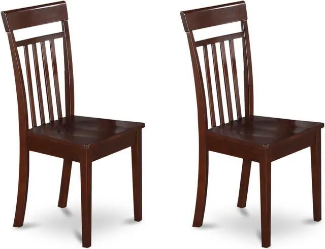 Main image of Set of 2 Chairs CAC-MAH-W Capri slat back Chair for dining room with wood Seat