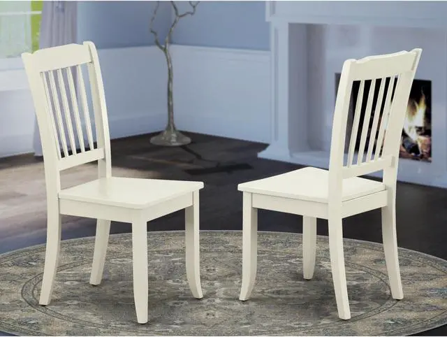 Alt view image 2 of 7 - Set of 2 Chairs DAC-LWH-W Danbury vertical slatted back chairs in Linen white finish
