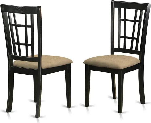 Main image of Set of 2 Chairs NIC-BLK-C Nicoli Kitchen Chair with Microfiber Upholstered Seat