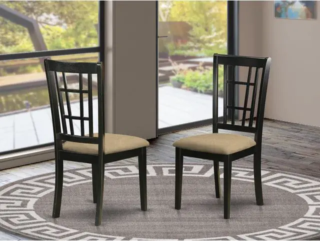 Alt view image 2 of 4 - Set of 2 Chairs NIC-BLK-C Nicoli Kitchen Chair with Microfiber Upholstered Seat