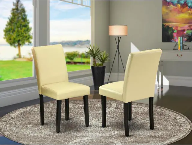 Alt view image 2 of 4 - Set of 2 Chairs ABP1T73 Abbott Parson Chair With Black Leg And Pu Leather Color Eggnog