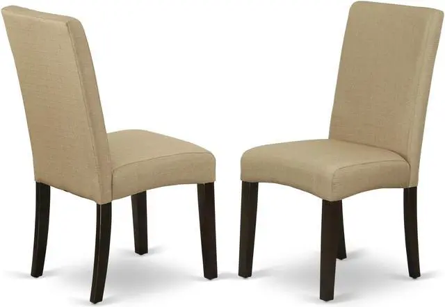 Main image of Set of 2 Chairs DRP5T03 Parson Chair with Cappuccino Finish Leg and Linen fabric- Brown Color
