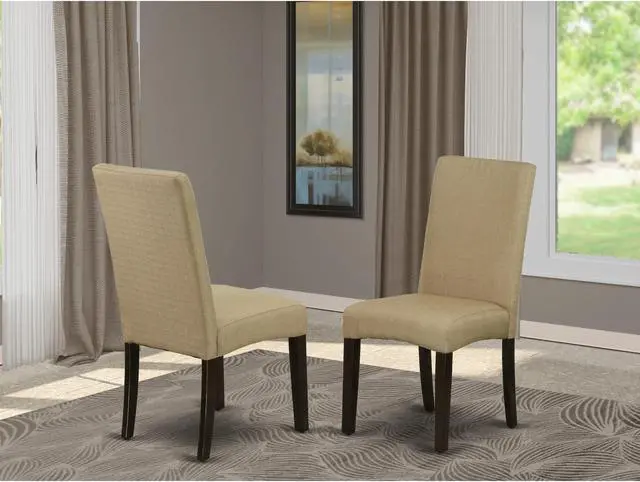 Alt view image 2 of 4 - Set of 2 Chairs DRP5T03 Parson Chair with Cappuccino Finish Leg and Linen fabric- Brown Color