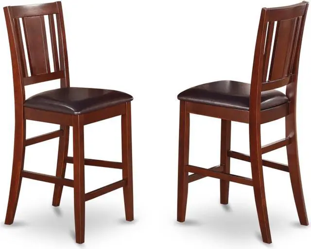 Main image of Set of 2 Chairs BUS-MAH-LC Buckland Counter Height Dining Chair with Leather Uphostered Seat in Mahogany Finish
