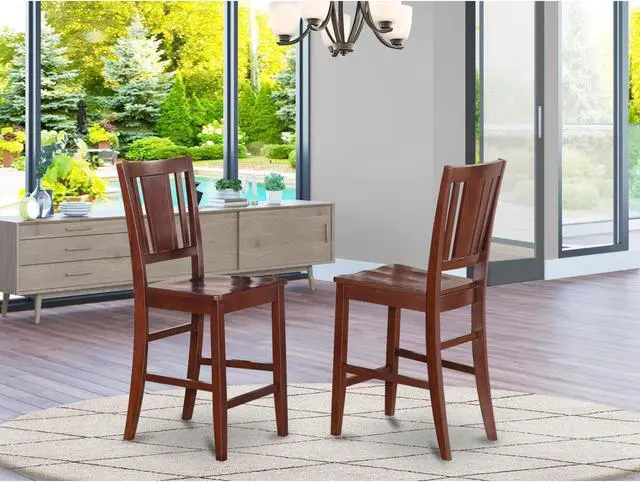 Alt view image 2 of 5 - Set of 2 Chairs BUS-MAH-W Buckland Counter Height Dining room Chair with Wood Seat in Mahogany Finish