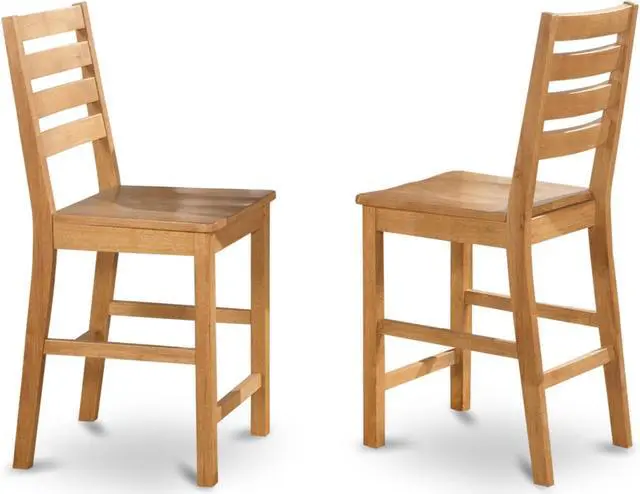 Main image of Set of 2 Chairs CFS-OAK-W Caf Pub Counter Height with Wood Seat - Natural Oak Finish