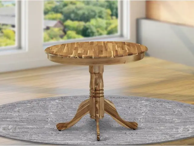 Alt view image 2 of 4 - ANT-ANA-TP Antique Dining Table Made of Acacia Wood offering Wood Texture, 36 Inch Round, Neutral Finish