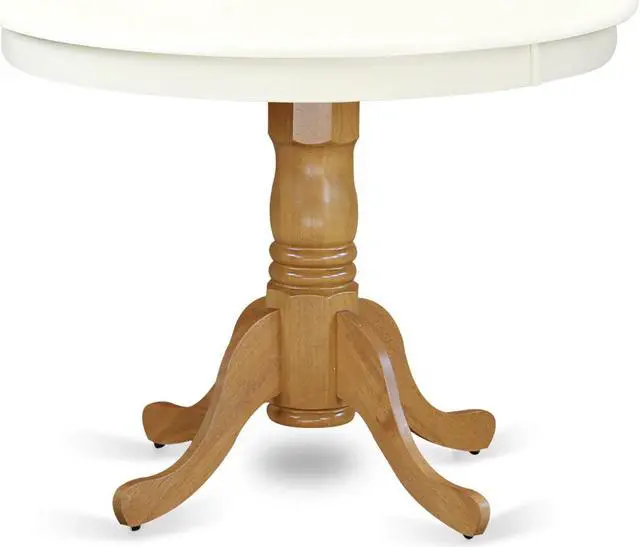 Main image of ANT-LOK-TP Antique Table 36" Round with Linen White and Oak Finish