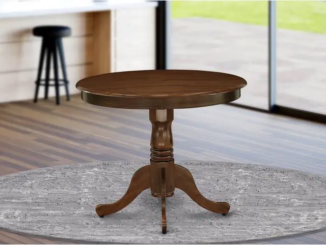 Alt view image 2 of 4 - ANT-AWA-TP Antique Dining Table Made of Rubber Wood, 36 Inch Round, Walnut Finish