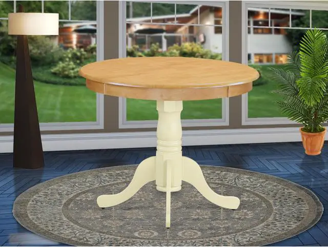 Alt view image 3 of 6 - ANT-OMK-TP Antique Table 36" Round in Oak and Buttermilk Finish