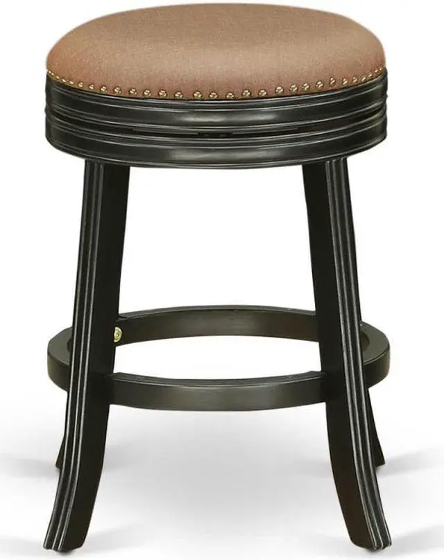 Alt view image 2 of 6 - DVS024-112 Devers Swivel Backless Barstool 24'' Seat Height With Black Leg And F12-12 Pu Leather Brown Roast