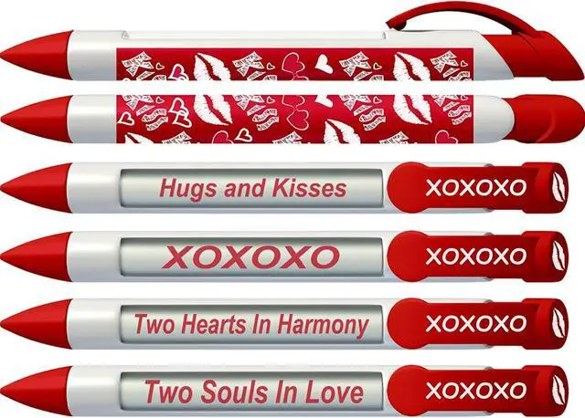 Alt view image 5 of 5 - Greeting Pen Love Pens with Rotating Messages, 6 Pen Assortment includes: Red True Love, Kiss, White with Magenta Hearts (36569)