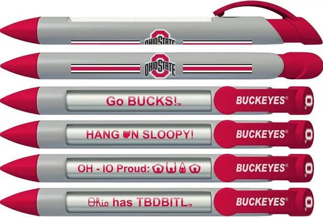 Alt view image 3 of 4 - Greeting Pen College Pens- Ohio State Buckeyes Braggin Rights Rotating Message 6 Pen Set 20543