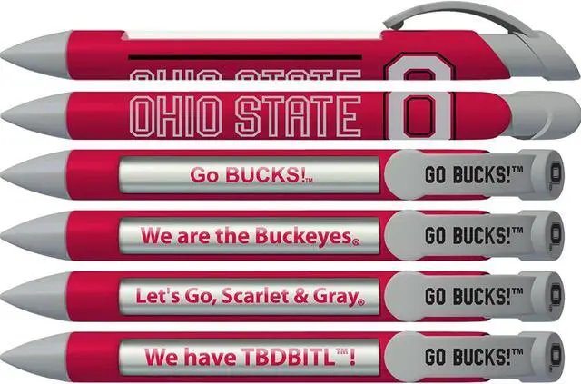 Alt view image 4 of 4 - Greeting Pen College Pens- Ohio State Buckeyes Braggin Rights Rotating Message 6 Pen Set 20543