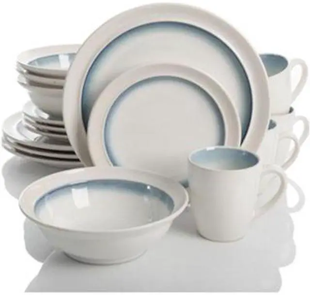 Alt view image 10 of 12 - Gibson 110957.16 Ge Lawson Dinnerware, White Teal - 16 Piece