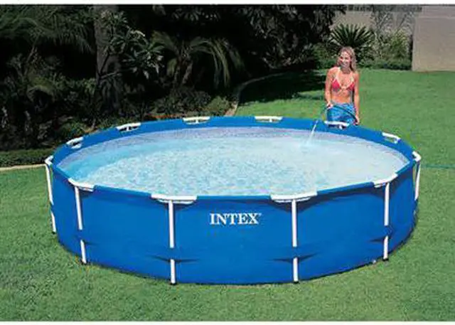 Alt view image 2 of 11 - Intex 28211EH 12' x 30" Metal Frame Round Above Ground Swimming Pool with Pump