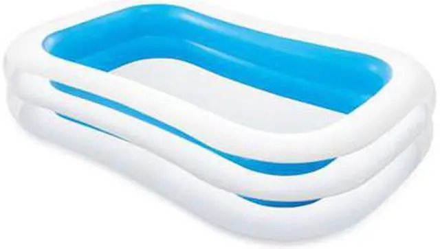 Alt view image 8 of 11 - Intex Inflatable 8.5' x 5.75' Swim Center Family Pool for 2-3 Kids, Blue & White
