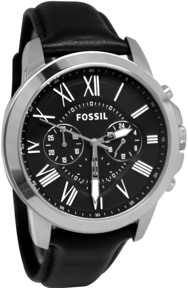 Alt view image 18 of 18 - Fossil Grant Black Dial Black Leather Mens Watch FS4812