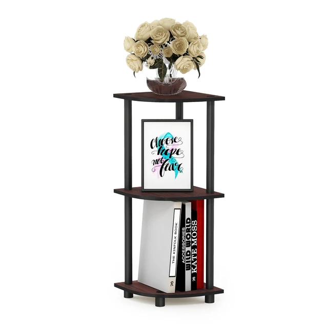 Alt view image 5 of 6 - Furinno 12077DC/BK Turn n Tube 3-Tier Corner Display Rack Multipurpose Shelving Unit, Dark Cherry/Black