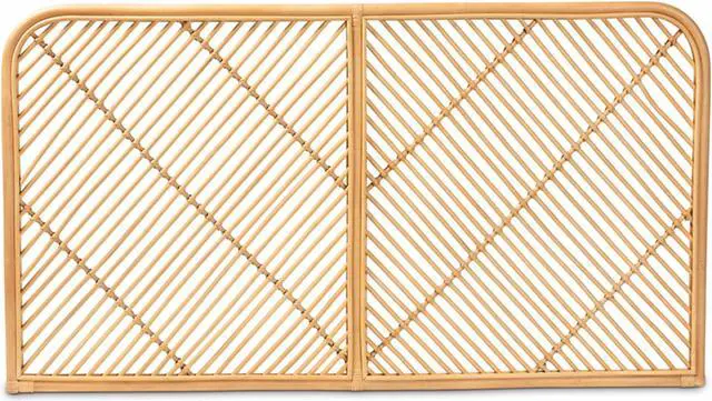 Alt view image 2 of 13 - Baxton Studio Sakina Modern Bohemian Natural Brown Rattan Queen Size Wall-mount Headboard