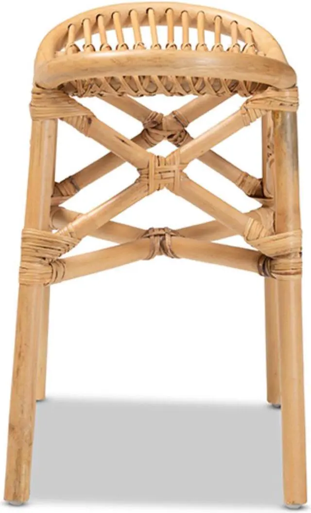Alt view image 10 of 20 - Baxton Studio Elgon Modern Bohemian Natural Brown Rattan Footstool