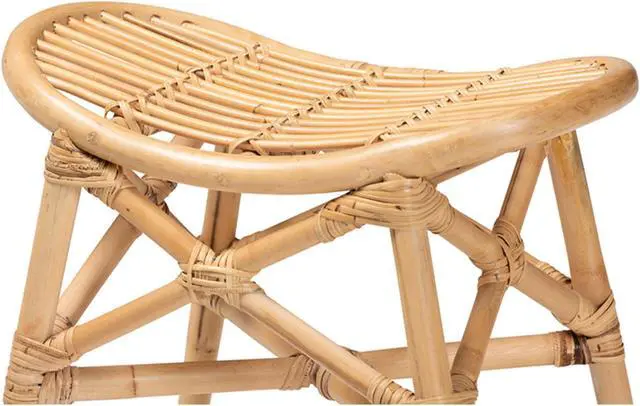 Alt view image 11 of 20 - Baxton Studio Elgon Modern Bohemian Natural Brown Rattan Footstool