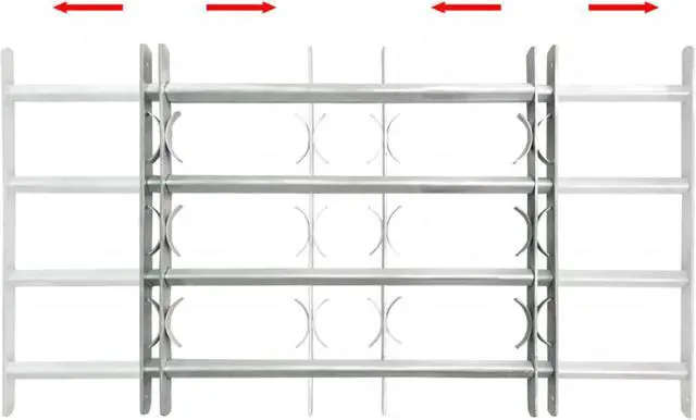 Alt view image 6 of 10 - vidaXL Window Security Bars Extendable Window Guard Grill Galvanized Steel
