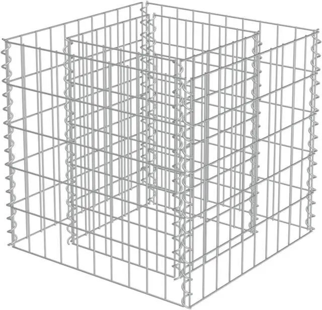 Alt view image 9 of 10 - vidaXL Gabion Raised Bed Galvanized Steel 19.7"x19.7"x19.7" Stone Baskets Cage