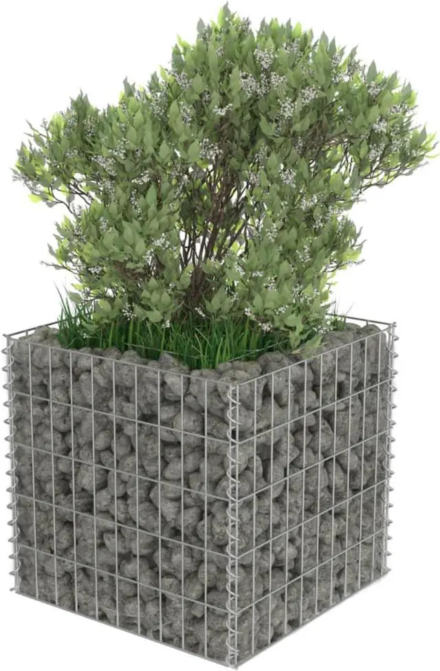 Alt view image 10 of 10 - vidaXL Gabion Raised Bed Galvanized Steel 19.7"x19.7"x19.7" Stone Baskets Cage