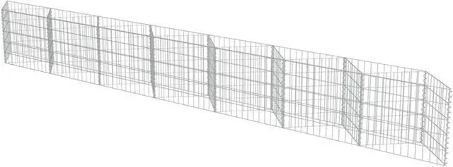 Alt view image 16 of 18 - vidaXL Gabion Wall Galvanized Steel 177.2"x11.8"x19.7" Stone Basket Cage Fence