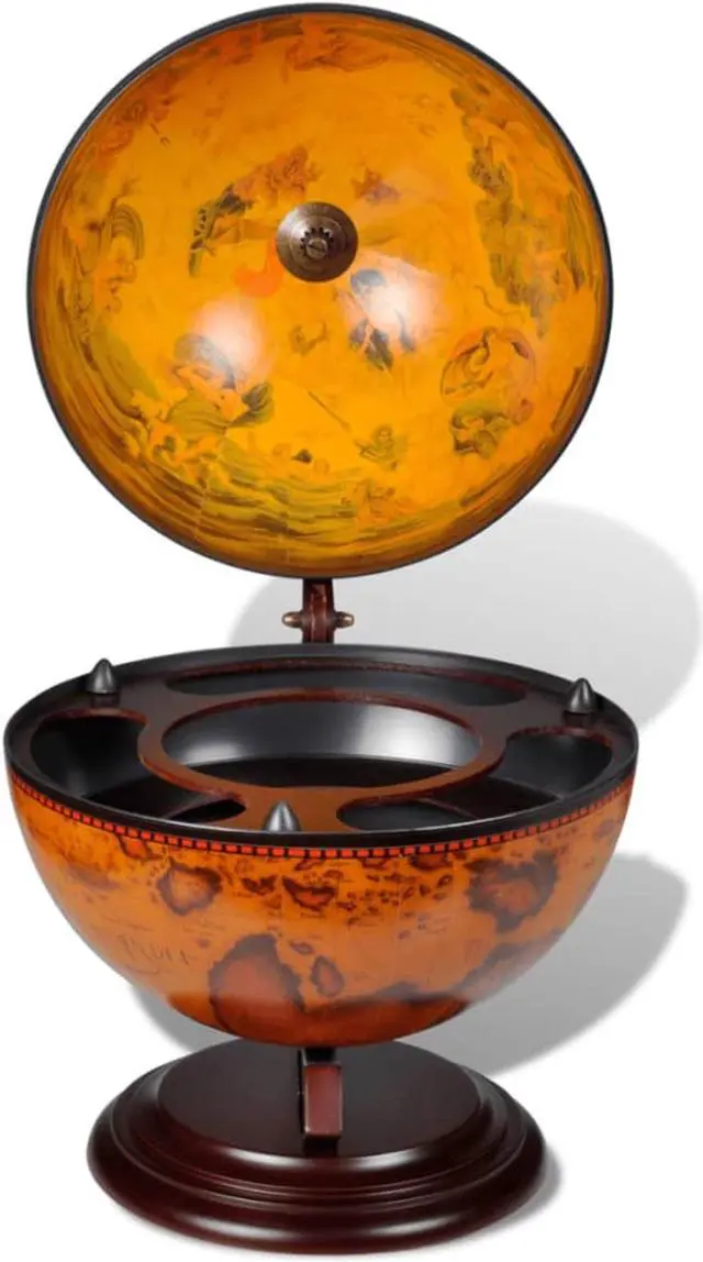 Alt view image 12 of 12 - vidaXL Globe Wine Bar Tabletop Wine Rack Bar Cabinet Solid Eucalyptus Wood