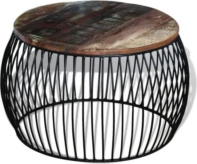 Alt view image 13 of 14 - vidaXL Coffee Table Vintage Round End Table Side Table Solid Wood Reclaimed