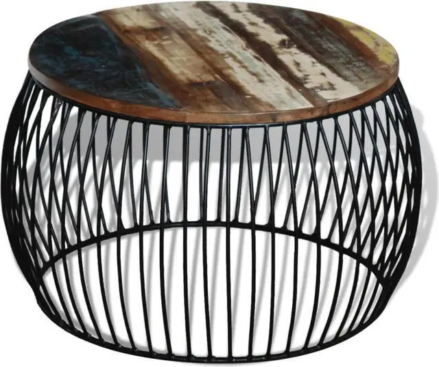 Alt view image 14 of 14 - vidaXL Coffee Table Vintage Round End Table Side Table Solid Wood Reclaimed