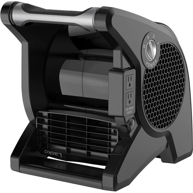Alt view image 9 of 11 - Lasko High Velocity Fan, 15", 375 CFM, Professional Utility Pivoting Blower Fan with 3 Speeds, 2 Accessory Outlets, 120V, Black, Model U15617