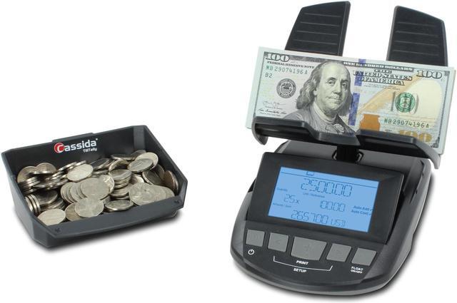 Alt view image 2 of 3 - Cassida Till Tally Professional & Portable Money Counting Scale Coin, Rolls & Bill Counter with Value Count, Float Function, Printing Capabilities and Optional Batteries (AAA)