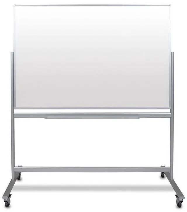 Alt view image 8 of 14 - Luxor MMGB6040 Mobile Magnetic Glass Dry Erase Board - 60" x 40" - White Surface - Silver Aluminum Frame