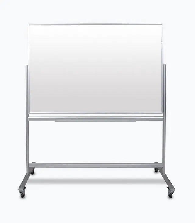 Alt view image 11 of 14 - Luxor MMGB6040 Mobile Magnetic Glass Dry Erase Board - 60" x 40" - White Surface - Silver Aluminum Frame
