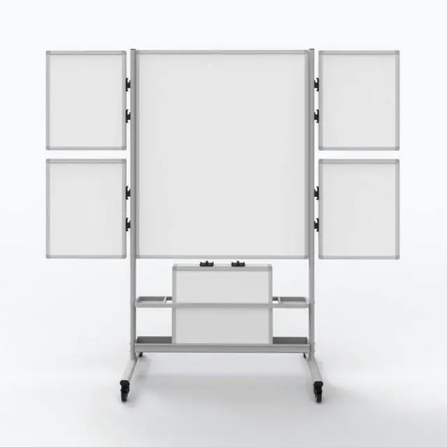 Alt view image 4 of 5 - Luxor Mobile Collaboration Station Whiteboard with 4 Attachable Marker Boards - 40.4" x 48.6" - White Surface, Silver Aluminum Frame  COLLAB-STATION