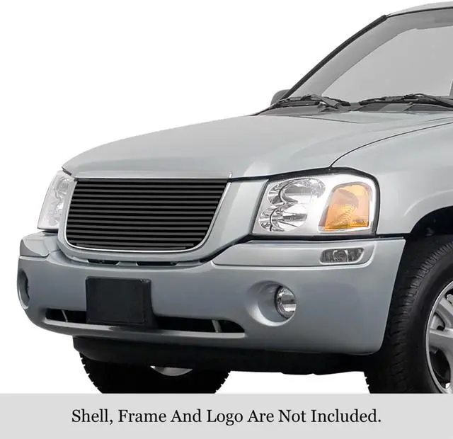 Main image of 2001-2009 Gmc Envoy Stainless Steel Black Powder Coated Finish 8X6 Horizontal Billet Black Stainless Steel Billet Grille