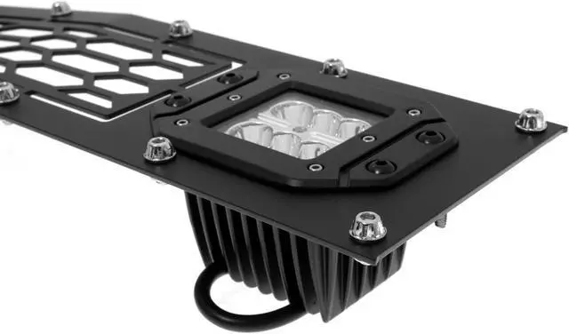 Alt view image 2 of 2 - 2015-2019 Chevy Silverado 2500 Hd /2015-2019 Chevy Silverado 3500 Hd Stainless Steel Black Powder Coated Finish Laser Cut Mesh With 2 X 3" Led Sheet Grille