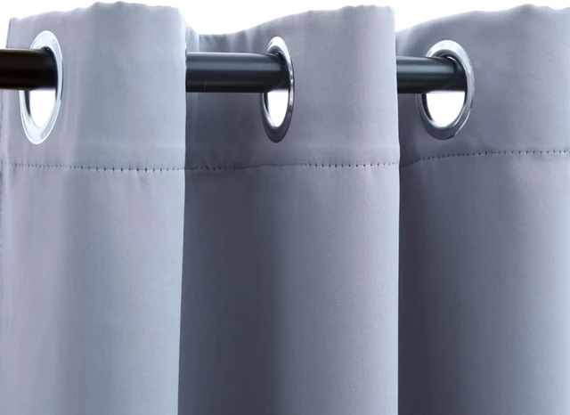 Alt view image 7 of 9 - vidaXL Curtains 2 Pcs Blackout Curtains Window Blinds with Rings Gray Fabric