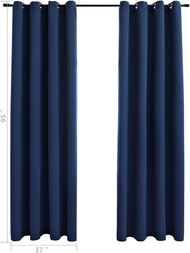 Alt view image 6 of 8 - vidaXL Curtains 2 Pcs Blackout Curtains Window Blinds Rings Navy Blue Fabric