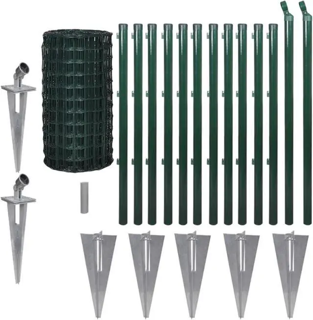 Alt view image 2 of 7 - vidaXL Euro Fence Steel 82ft x 2.6ft Green