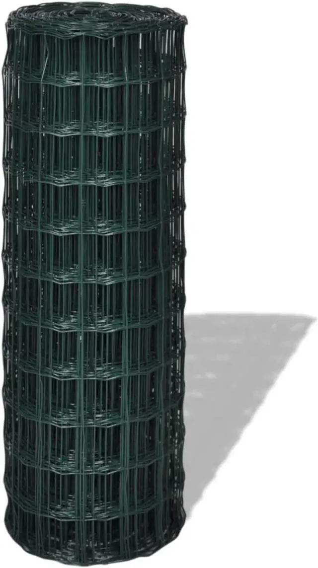 Alt view image 11 of 13 - vidaXL Fence Barrier Fence Metal Fence Wire Mesh Steel 32.8ft x 3.3ft Green