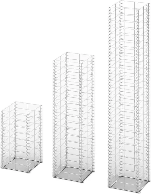 Alt view image 6 of 9 - vidaXL Gabion Basket Set Gabion Wall Cage Stone Wall 3 Piece Galvanized Wire