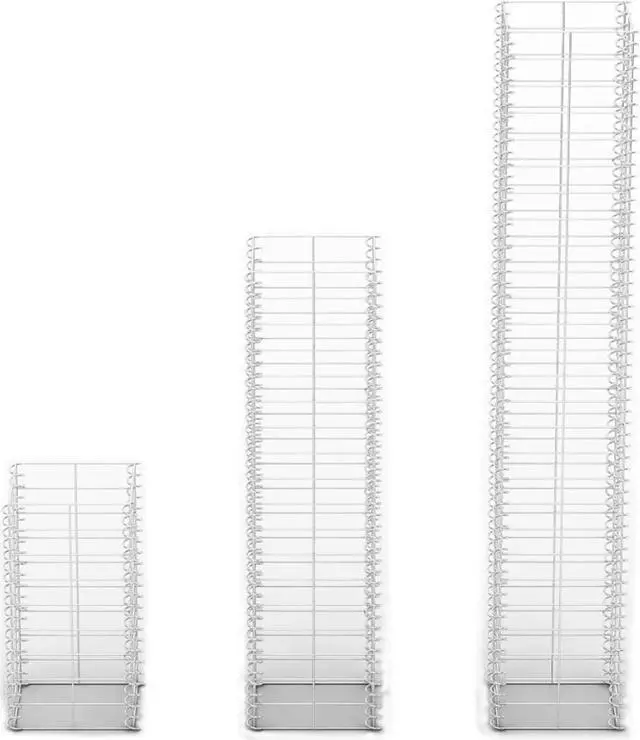 Alt view image 7 of 9 - vidaXL Gabion Basket Set Gabion Wall Cage Stone Wall 3 Piece Galvanized Wire