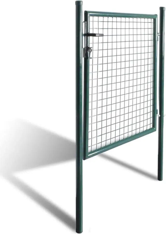 Alt view image 6 of 14 - vidaXL Fence Gate Metal Fence Post Outdoor Garden Gate Powder-Coated Steel